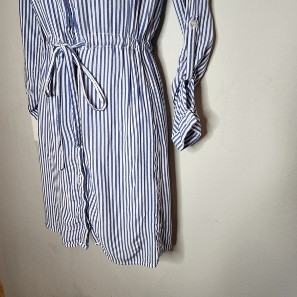 Lulus | Lifestyle Blue and White Striped Long Sleeve Shirt Dress - Picture 6 of 13